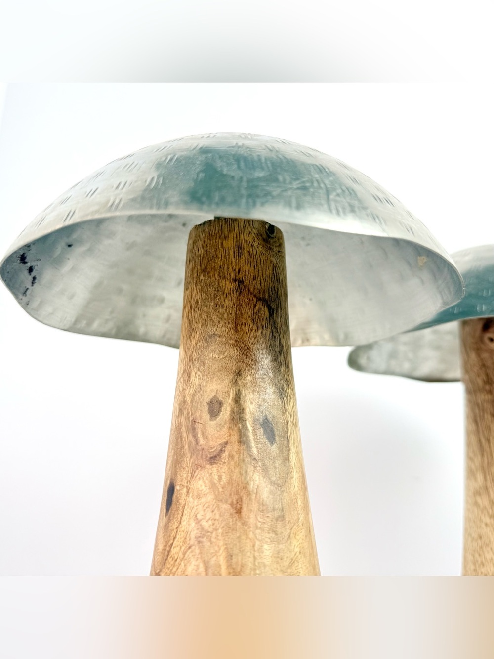 Three Laurel Grove Steel Metal & Wood Toadstool Mushroom Sculpture 10”Home Decor - Picture 12 of 15